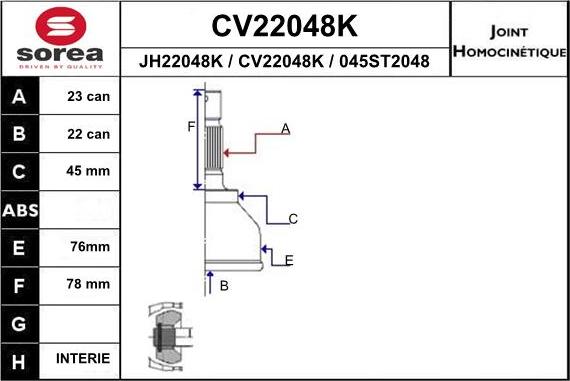 EAI CV22048K - Kardan, Pogonska osovina www.molydon.hr