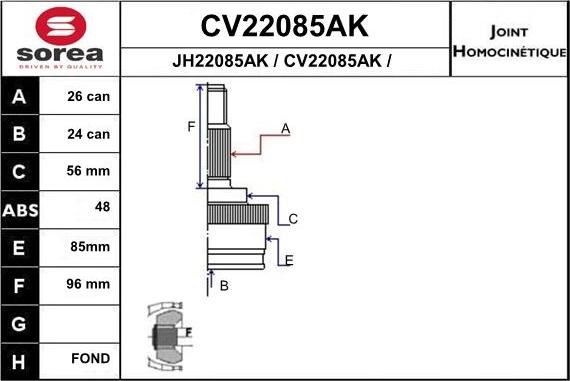 EAI CV22085AK - Kardan, Pogonska osovina www.molydon.hr