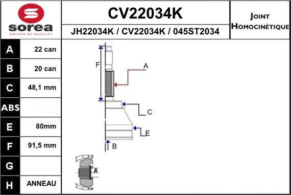 EAI CV22034K - Kardan, Pogonska osovina www.molydon.hr