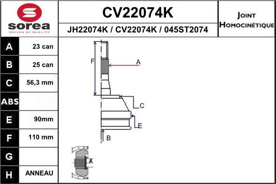 EAI CV22074K - Kardan, Pogonska osovina www.molydon.hr