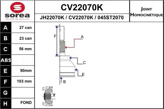 EAI CV22070K - Kardan, Pogonska osovina www.molydon.hr