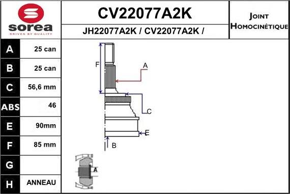 EAI CV22077A2K - Kardan, Pogonska osovina www.molydon.hr