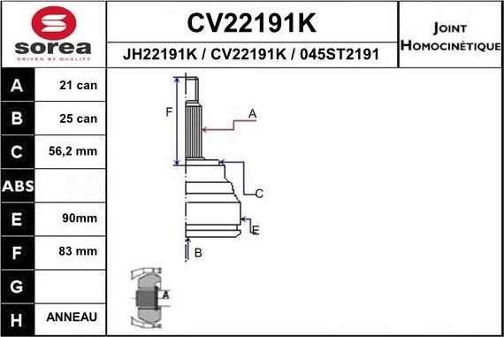 EAI CV22191K - Kardan, Pogonska osovina www.molydon.hr