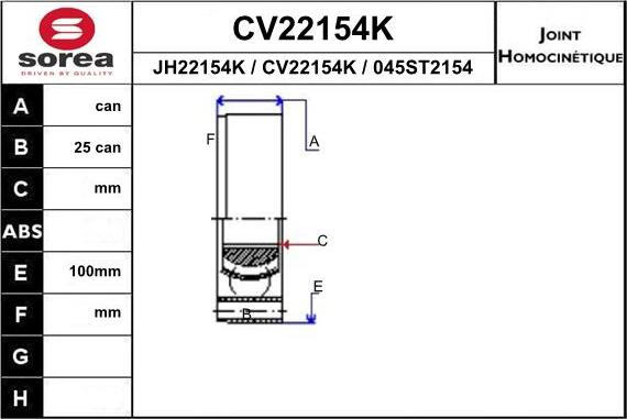 EAI CV22154K - Kardan, Pogonska osovina www.molydon.hr