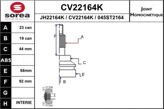 EAI CV22164K - Kardan, Pogonska osovina www.molydon.hr