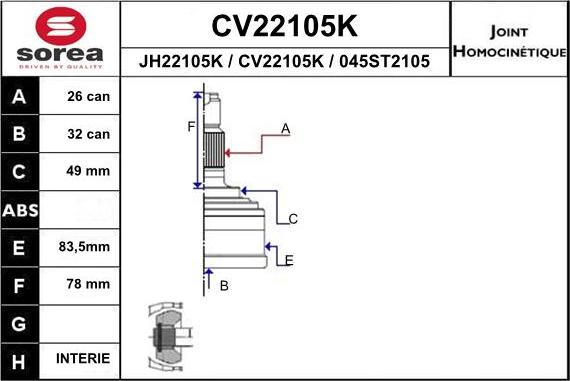 EAI CV22105K - Kardan, Pogonska osovina www.molydon.hr