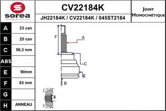 EAI CV22184K - Kardan, Pogonska osovina www.molydon.hr