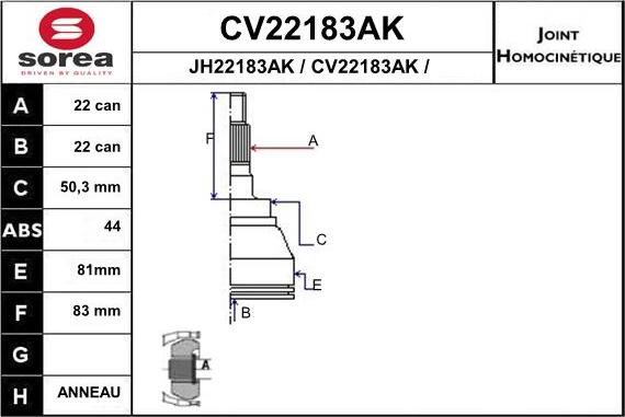 EAI CV22183AK - Kardan, Pogonska osovina www.molydon.hr