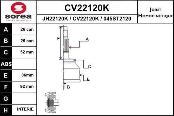 EAI CV22120K - Kardan, Pogonska osovina www.molydon.hr