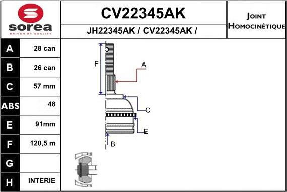 EAI CV22345AK - Kardan, Pogonska osovina www.molydon.hr