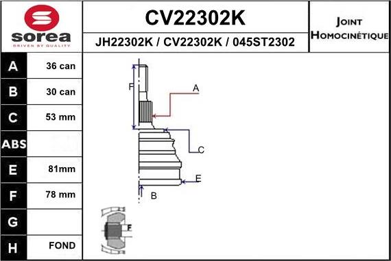 EAI CV22302K - Kardan, Pogonska osovina www.molydon.hr