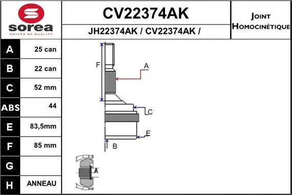 EAI CV22374AK - Kardan, Pogonska osovina www.molydon.hr