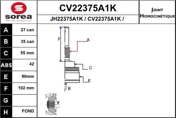 EAI CV22375A1K - Kardan, Pogonska osovina www.molydon.hr