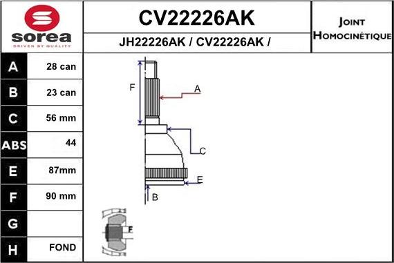 EAI CV22226AK - Kardan, Pogonska osovina www.molydon.hr