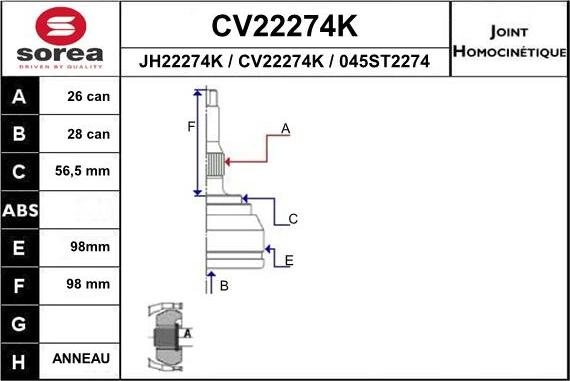 EAI CV22274K - Kardan, Pogonska osovina www.molydon.hr