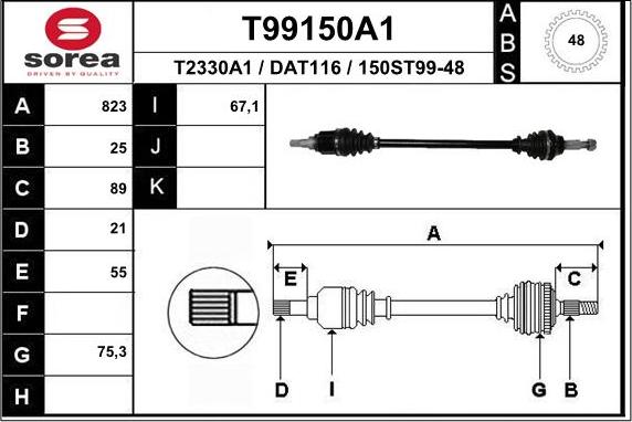 EAI T99150A1 - Pogonska osovina www.molydon.hr