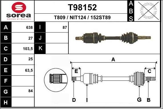 EAI T98152 - Pogonska osovina www.molydon.hr