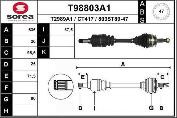 EAI T98803A1 - Pogonska osovina www.molydon.hr