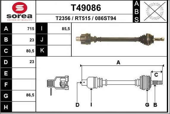 EAI T49086 - Pogonska osovina www.molydon.hr