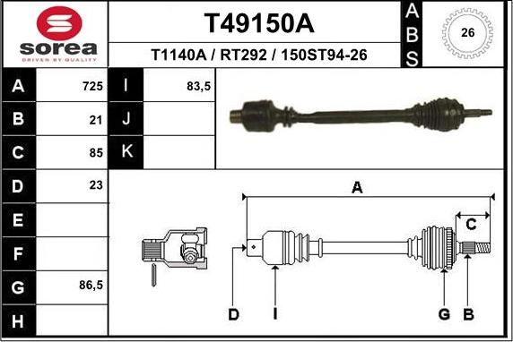 EAI T49150A - Pogonska osovina www.molydon.hr