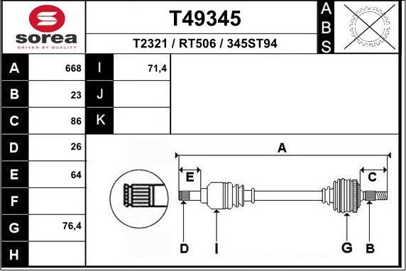 EAI T49345 - Pogonska osovina www.molydon.hr