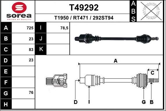 EAI T49292 - Pogonska osovina www.molydon.hr