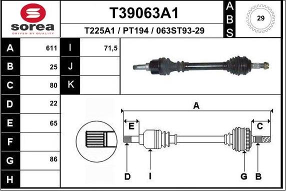 EAI T39063A1 - Pogonska osovina www.molydon.hr