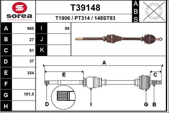 EAI T39148 - Pogonska osovina www.molydon.hr