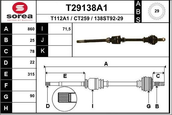 EAI T29138A1 - Pogonska osovina www.molydon.hr