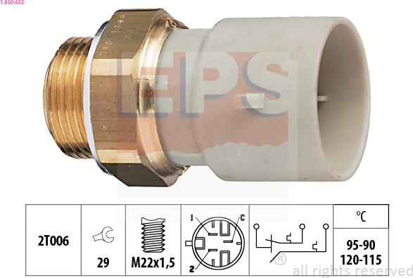 EPS 1.850.655 - Prekidač temperature, ventilator radijatora / klima uređaja www.molydon.hr