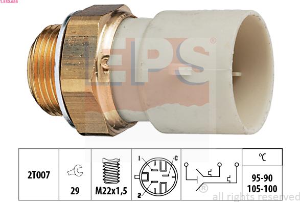 EPS 1.850.688 - Prekidač temperature, ventilator radijatora / klima uređaja www.molydon.hr