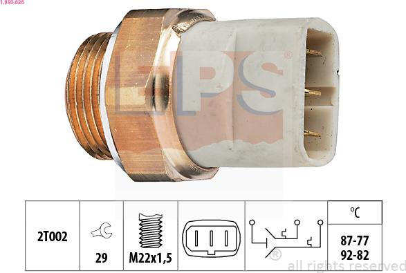 EPS 1.850.626 - Prekidač temperature, ventilator radijatora / klima uređaja www.molydon.hr