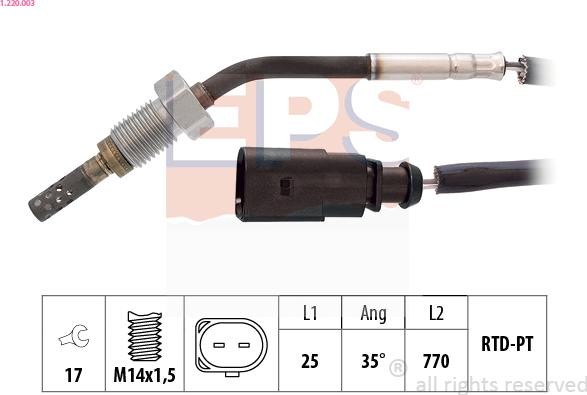 EPS 1.220.003 - Senzor, temperatura Ispušnih plinova www.molydon.hr