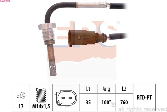 EPS 1.220.002 - Senzor, temperatura Ispušnih plinova www.molydon.hr