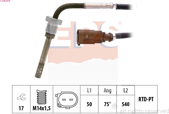 EPS 1.220.018 - Senzor, temperatura Ispušnih plinova www.molydon.hr