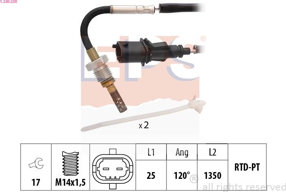 EPS 1.220.230 - Senzor, temperatura Ispušnih plinova www.molydon.hr