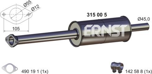 ERNST 315005 - Prednji Ispušni lonac www.molydon.hr