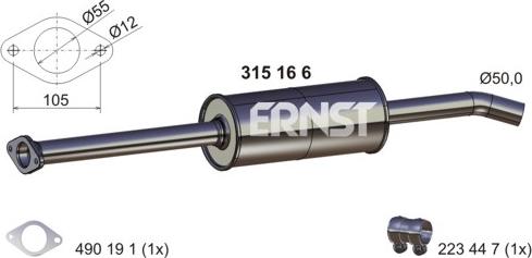 ERNST 315166 - Prednji Ispušni lonac www.molydon.hr