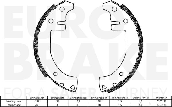 Eurobrake 58492739234 - Komplet kočionih obloga, rucna kočnica www.molydon.hr