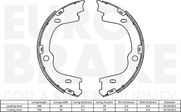 Eurobrake 58492734814 - Komplet kočionih obloga, rucna kočnica www.molydon.hr