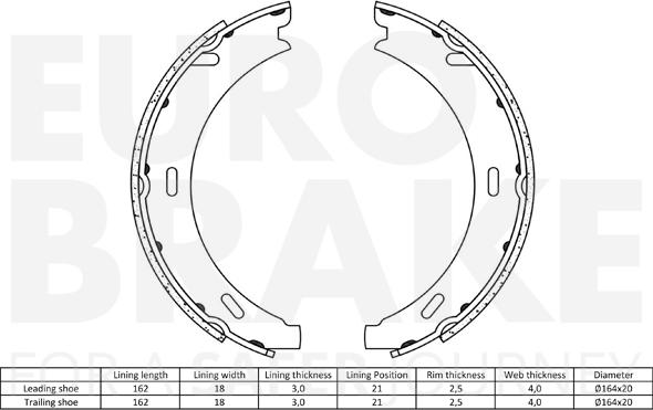 Eurobrake 58492733412 - Komplet kočionih obloga, rucna kočnica www.molydon.hr