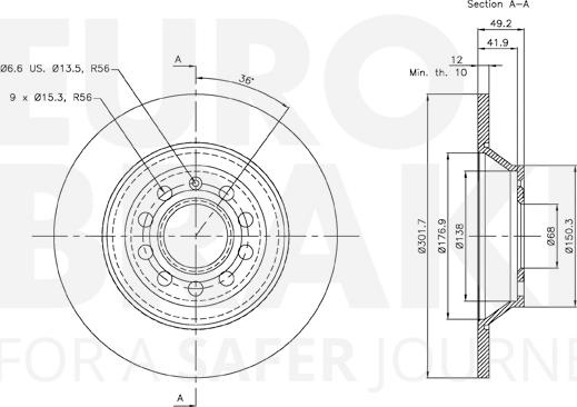 Eurobrake 58153147109 - Kočioni disk www.molydon.hr