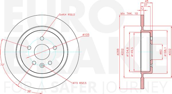 Eurobrake 5815313682 - Kočioni disk www.molydon.hr