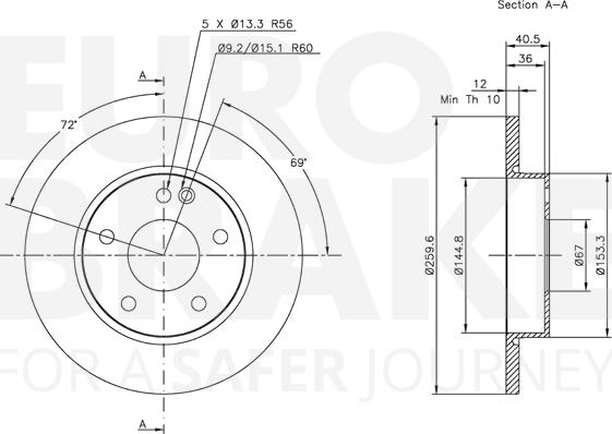 Eurobrake 5815313345 - Kočioni disk www.molydon.hr