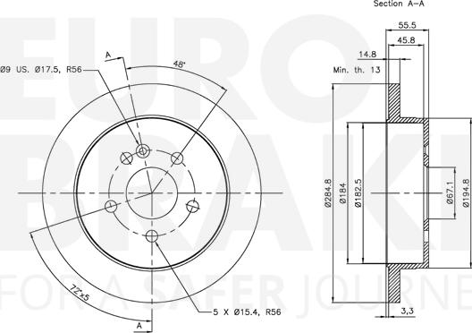 Eurobrake 5815313354 - Kočioni disk www.molydon.hr