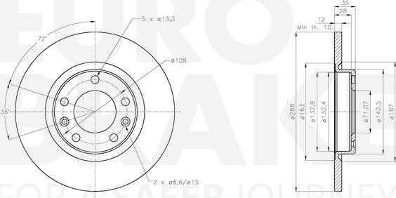 Eurobrake 5815313749 - Kočioni disk www.molydon.hr