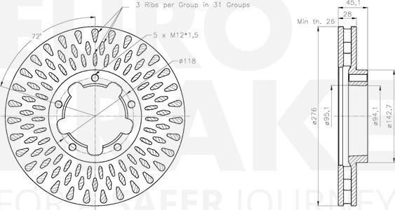 Eurobrake 5815312286 - Kočioni disk www.molydon.hr