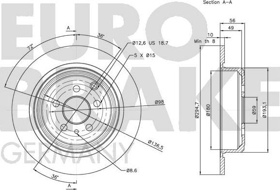 Eurobrake 5815209943 - Kočioni disk www.molydon.hr