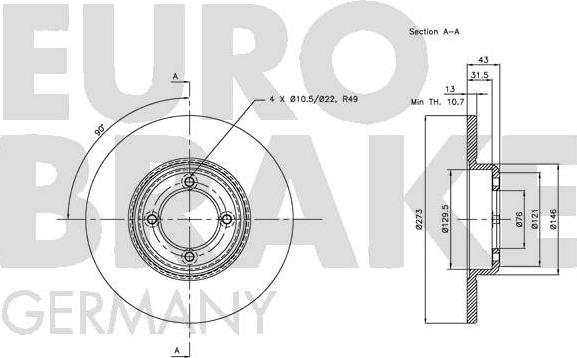 Eurobrake 5815209906 - Kočioni disk www.molydon.hr