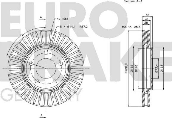 Eurobrake 5815209313 - Kočioni disk www.molydon.hr